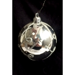 Gammeldags Julepynt - Julekugle - Slv - Glimmer - 6 cm.