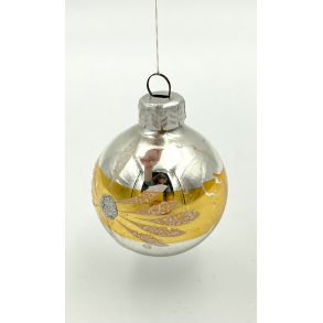 Gammelt Julepynt - Julekugle - Slv & Guld - Glimmer - 5 cm.