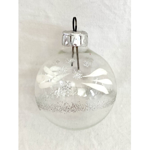 Gammelt Julepynt - Julekugle - Transparent - Glimmer - 5,5 cm.