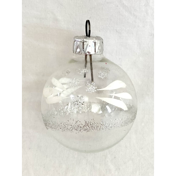 Gammelt Julepynt - Julekugle - Transparent - Glimmer - 5,5 cm.