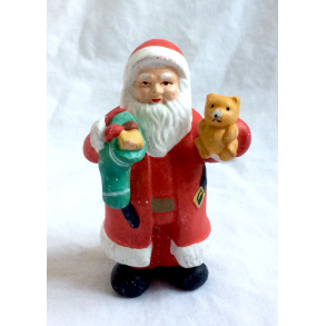 Gammelt Julepynt - Julemand Med Julesok - 11 cm.