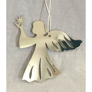 Julepynt - Ornament - Engel - S�lv - 8 cm.