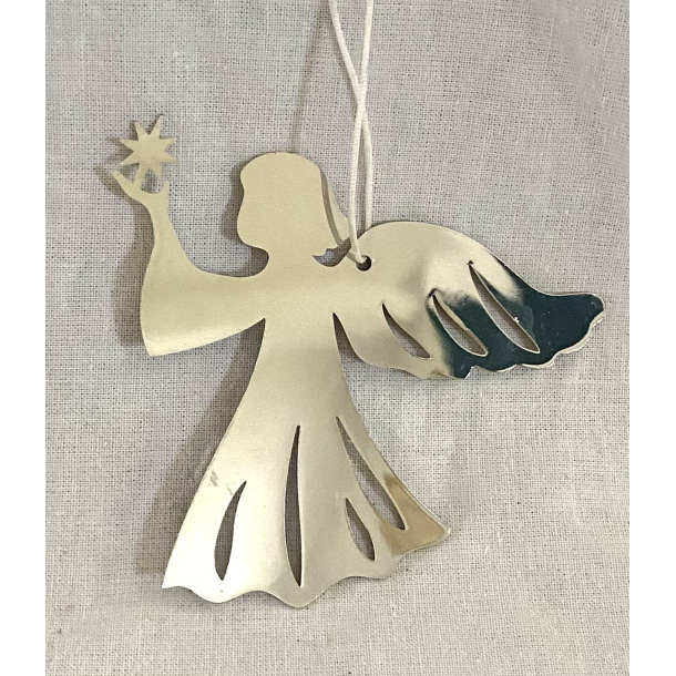 Julepynt - Ornament - Engel - S�lv - 8 cm.