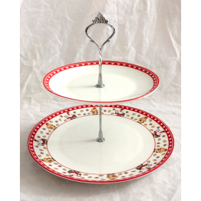 Julestel - Tallerkenopsats - 2 Etager - 24 cm.