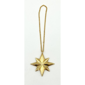 Gammeldags Julepynt - Juleophng - Julestjerne - Forgyldt Messing - 4 cm.