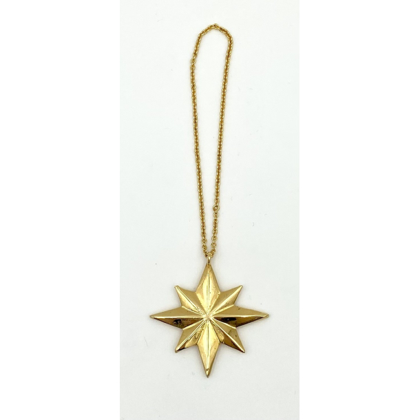 Gammeldags Julepynt - Juleophng - Julestjerne - Forgyldt Messing - 4 cm.