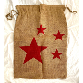 Julesk - Rde Stjerner - Hessian - 68 cm.