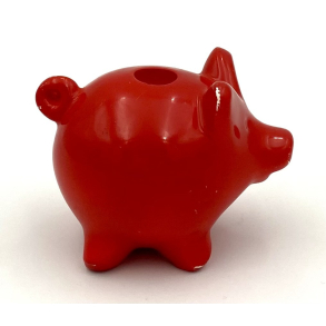 Gammelt Julepynt - R�d Julestage - Gris - Malet Porcel�n - 8 cm.