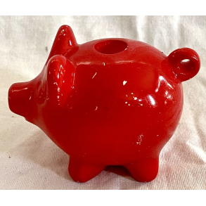 Gammelt Julepynt - Rd Julestage - Gris - Malet Porceln - 8 cm.