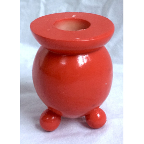 Gammel Julestage - R�d Kuglelysestage - Malet Tr� - 6,5 cm.