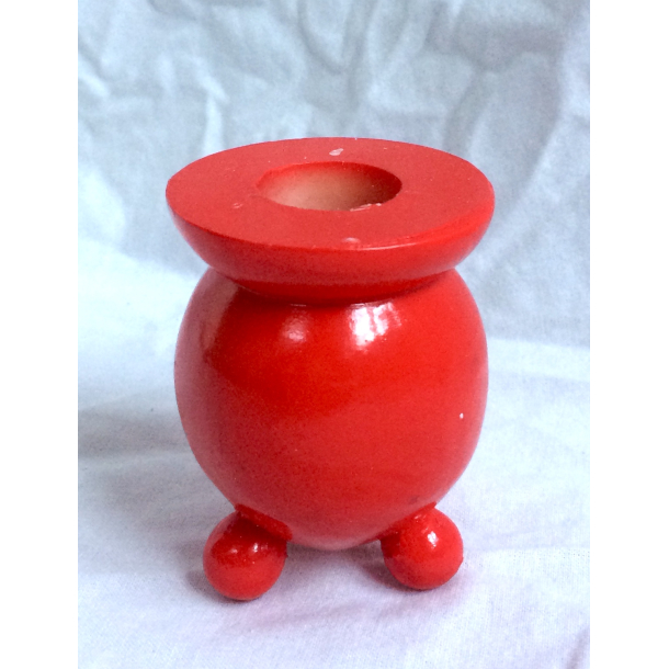 Gammel Julestage - Rd Kuglelysestage - Malet Tr - 5 cm.