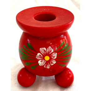 Gammel Julestage - Rd Kuglelysestage - Motiv Nr. 1 - Malet Tr - 7 cm.