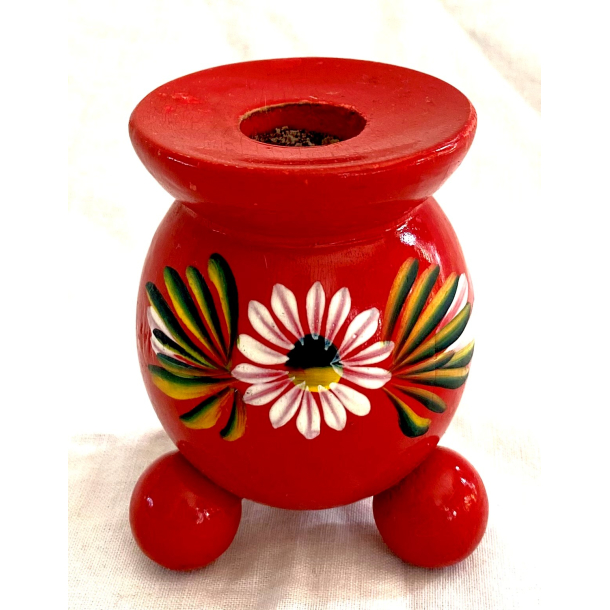 Gammel Julestage - Rd Kuglelysestage - Motiv Nr. 2 - Malet Tr - 7 cm.