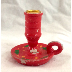 Gammelt Julepynt - Rd Julestage - Malet Tr - 5,5 cm.