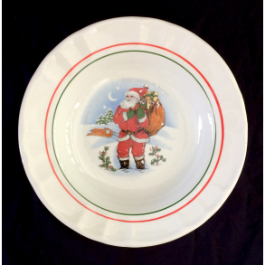 Gammelt Julestel - Dyb Tallerken - Julemand - 23 cm.