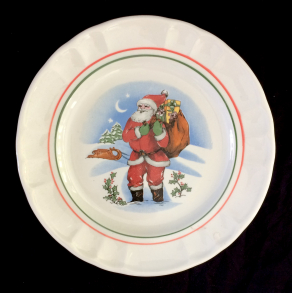 Gammelt Julestel - Middagstallerken - Julemand - 26 cm.