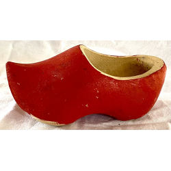 Gammel Juletrsko - Hndlavet Nisse-Trsko - Rd - 12 cm.