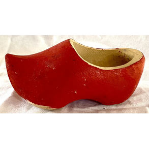 Gammel Juletrsko - Hndlavet Nisse-Trsko - Rd - 12 cm.