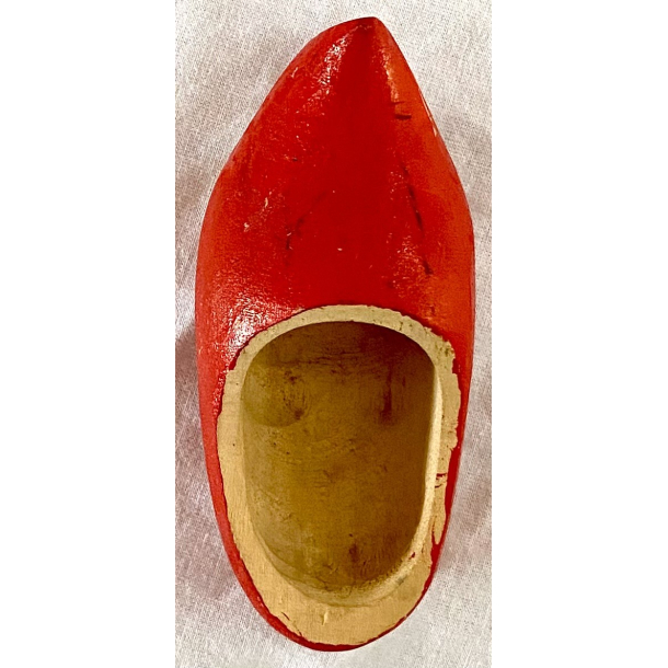 Gammel Juletrsko - Hndlavet Nisse-Trsko - Rd - 12 cm.