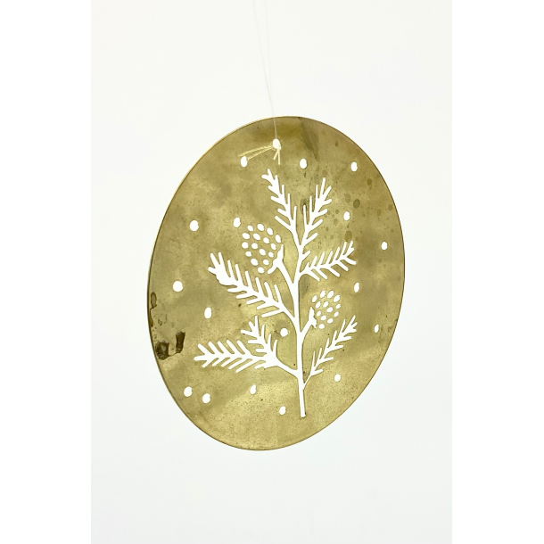 Gammeldags Julepynt - Juleuro - Grangren - Messing - 9 cm.