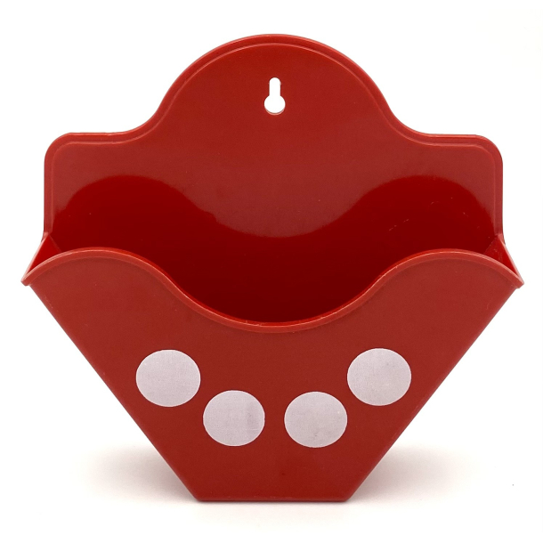 Retro Kaffefilterholder - Melamin - Rd - Hvide Prikker - 18,5 cm.