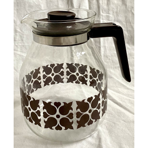 Retro Kaffekolbe - Glaskande - Brunt Mnster - 17 cm.