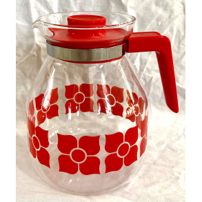 Retro Kaffekolbe - Glaskande - Rdt Mnster - 17 cm.