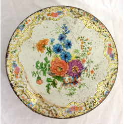 Gammel Dse - Kagedse - Rhvid - Blomster - 23 cm.