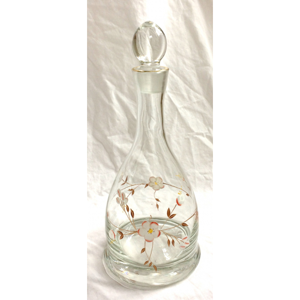 Karaffel - Vinkaraffel - Klart Glas - Blomster - 31,5 cm