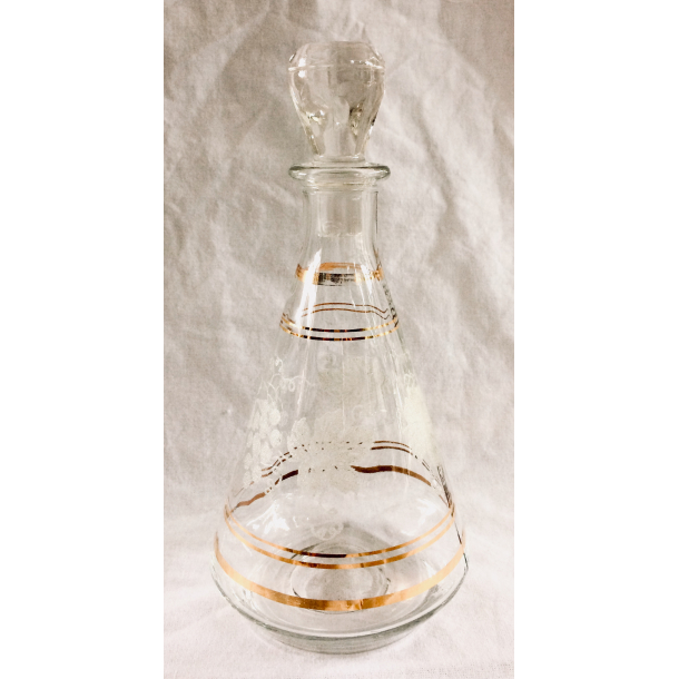 Karaffel - Klart Glas - Vinranker &amp; Guldtryk - 21 cm.