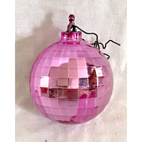 Kitsch Julekugle - Discokugle - Pink - 5 cm.