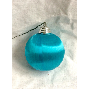 Kitsch Julekugle - Trdbekldt - Turkis - 5 cm.