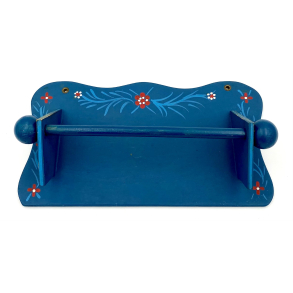 Retro Kkkenrulleholder - Vghngt - Malet Tr - Bl - Blomster - 34 cm.