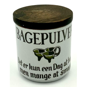 Knabstrup Krydderikrukke - Bagepulver - Ordsprogsserien - 7,5 cm.
