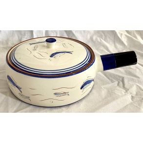 Knabstrup Sildeskl - Hvid & Bl Glasur - 24 cm.