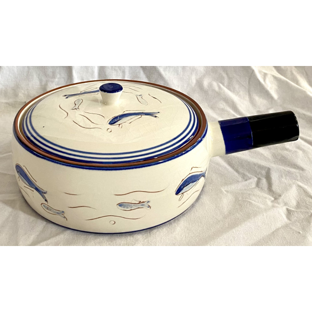 Knabstrup Sildeskl - Hvid &amp; Bl Glasur - 24 cm.