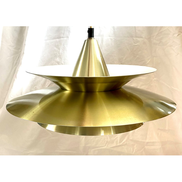 Retro Lampe - LUX Pendel - Knud Christensen - Messinglakeret Metal - 37 cm.