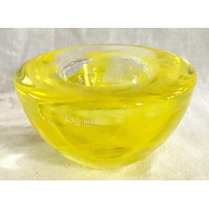 Kosta Boda Atoll Fyrfadsstage - Gult Glas - 11 cm.