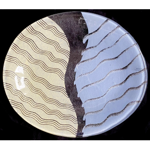 Kosta Boda Tonga Bordfad - Lyseblt & Rhvidt Glas - Monica Backstrm - 30 cm.