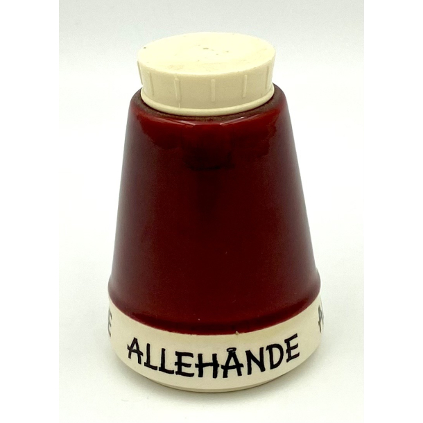 Retro Krydderikrukke - Bordeauxr�d - Alleh�nde - 1960'erne - 9,5 cm. - Kronjyden Randers