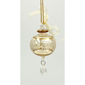 Lene Bjerre Julekugle - R�gfarvet Glas - Guld - 8 cm.