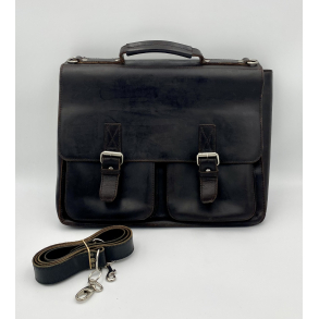 Leonhard Heyden Computertaske - M�rkebrunt L�der - 38 cm.