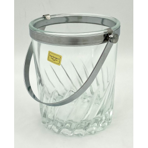 Retro Isspand - Flamenco Swirl - Klart Glas - Forkromet Hank - 1970'erne - 13 cm. - Luminarc