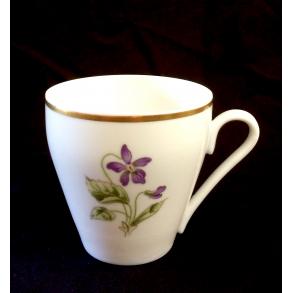 Lyngby Stel Nr. 187 - Kaffekop U. Underkop - Hvid M. Blomster & Guldkant - Lyngby Porceln/Danild