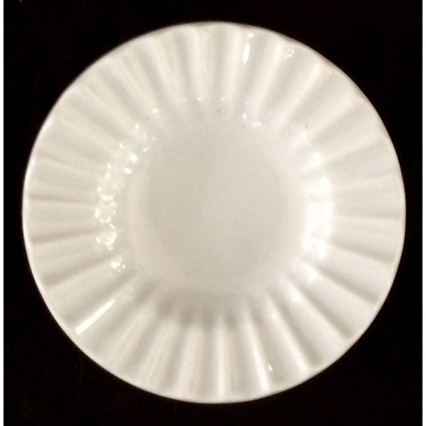 Hvid Lyngby Stel - Riflet Asiet - 8 cm. - Lyngby Porceln/Danild