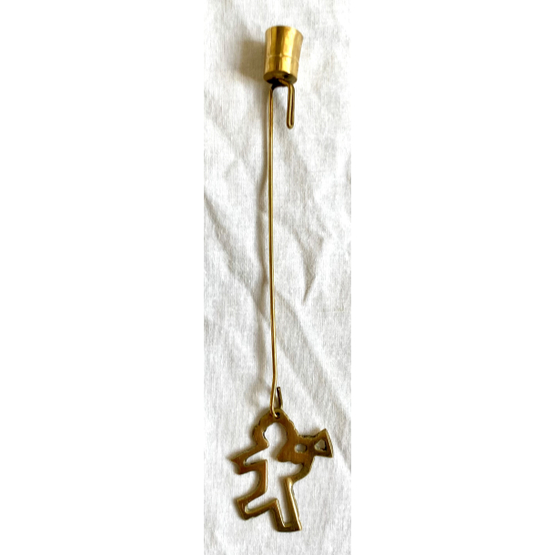 Gammel Julelyseholder - Messing - Engel - 20 cm.