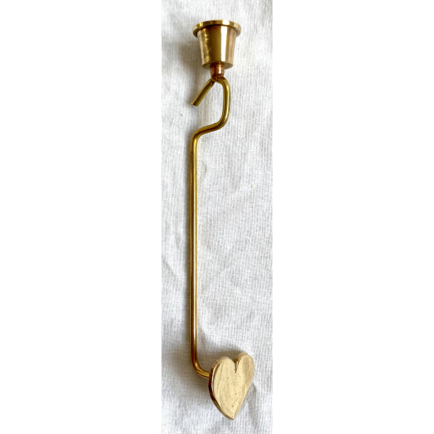 Gammel Julelyseholder - Messing - Hjerte - 17 cm.