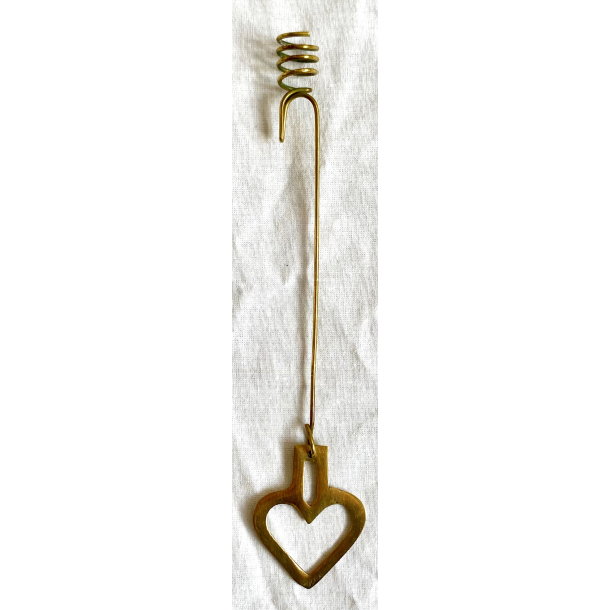 Gammel Julelyseholder - Messing - Hjerte - 20 cm.