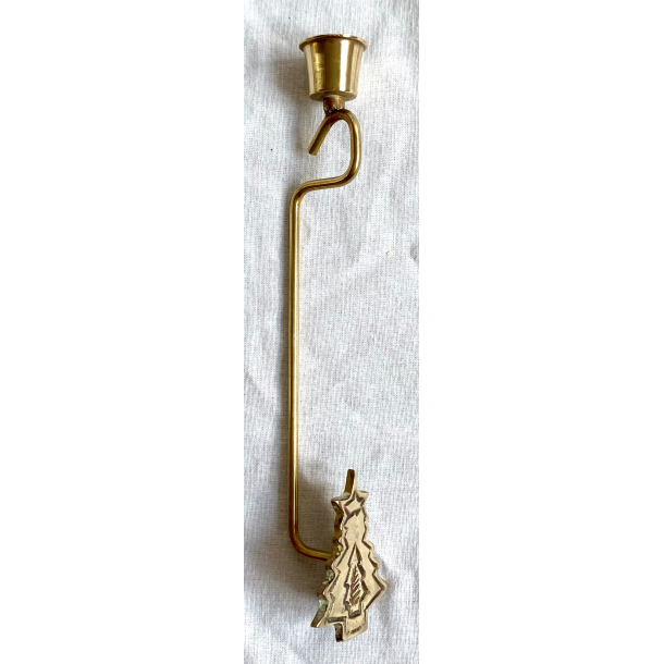 Gammel Julelyseholder - Messing - Juletr - 17 cm.