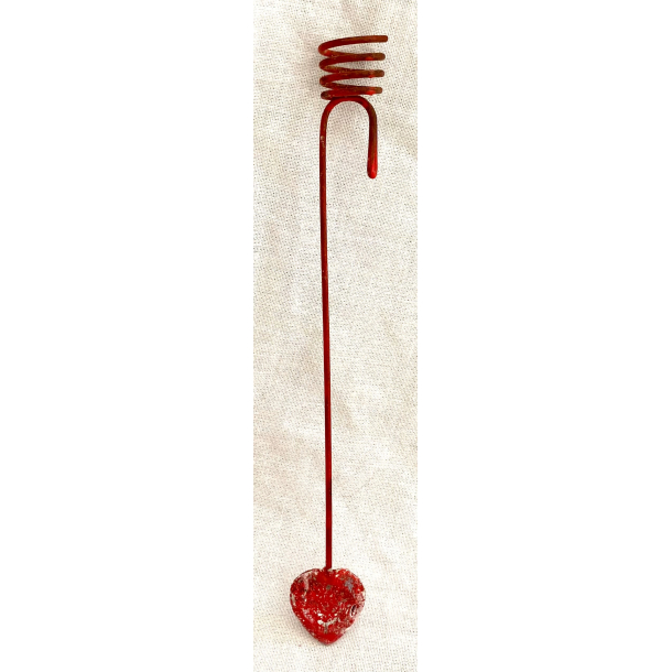 Gammeldags Julelyseholder - Rd Metal - Hjerte - 14 cm.